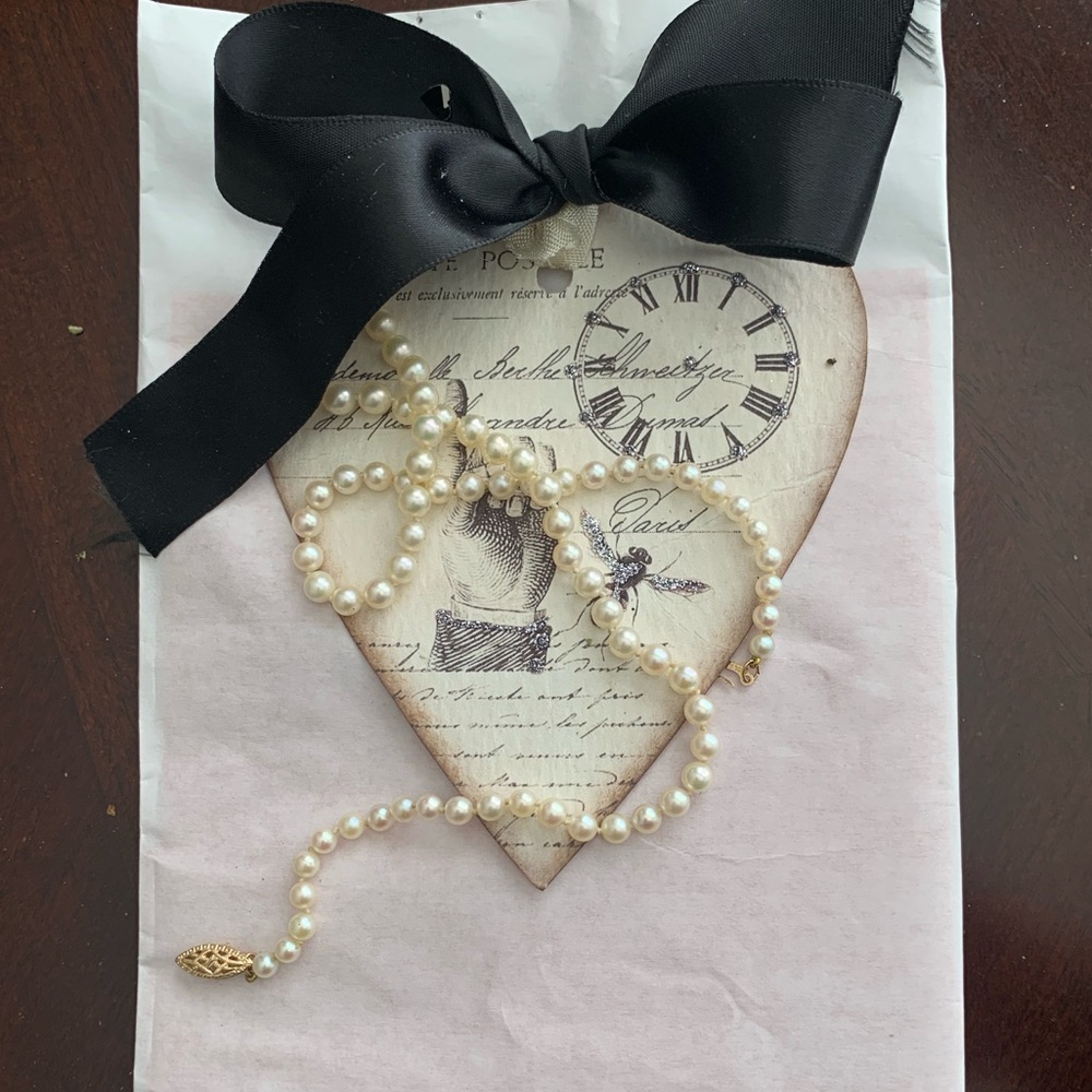 Genuine Natural Pearl Necklace 14kt, 16”